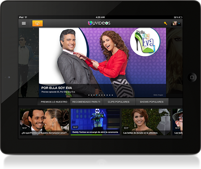 UVideos iPad Application Main Screen