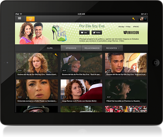 UVideos iPad Application Show Screen
