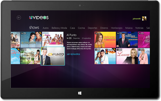 UVideos iPad Application Category Screen